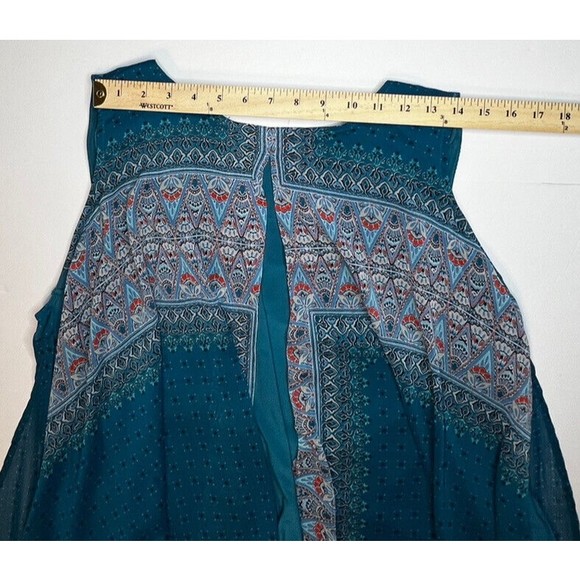 C EST 1946 Womens Sleeveless Shift Blouse Top Teal Sheer Layer Plus Size 18/20W - Picture 7 of 12